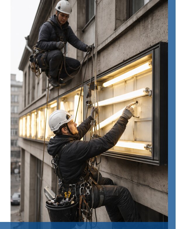 Замена ламп в вывеске в Махачкале под ключ от 3624 р. | ВЫСОТНИК-Мхч