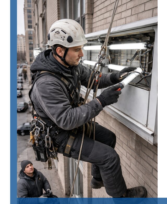 Профессиональная замена ламп в наружной вывеске в Махачкале