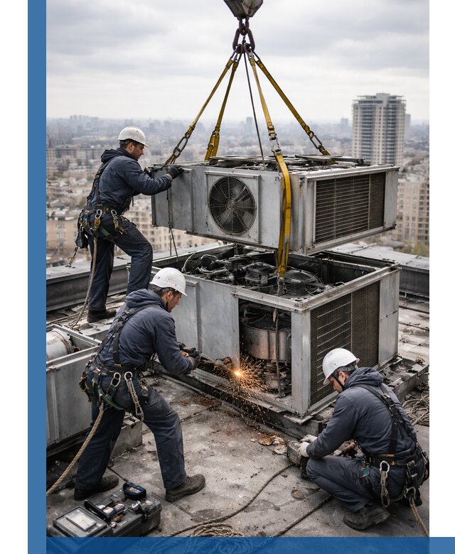 Демонтаж крышной установки в Махачкале любой сложности