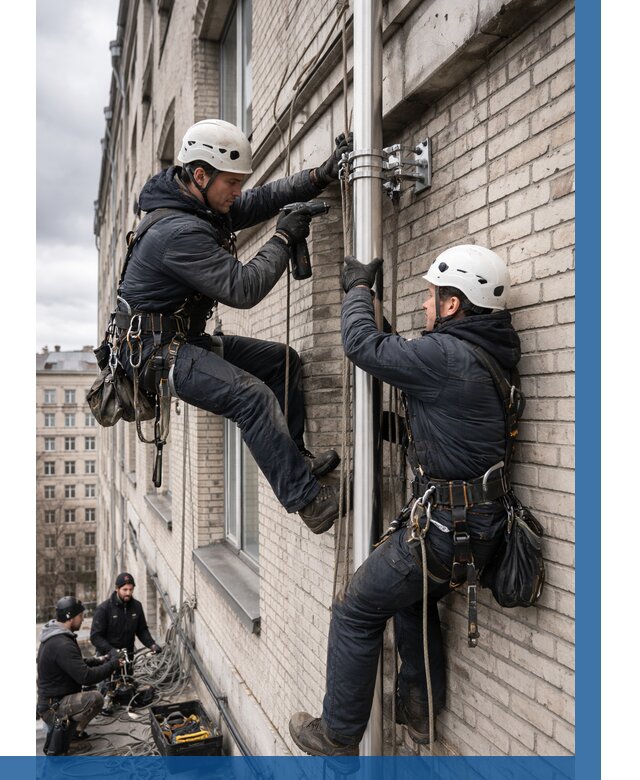 Монтаж флагштока на здании в Махачкале от 6731 р. | ВЫСОТНИК-Мхч