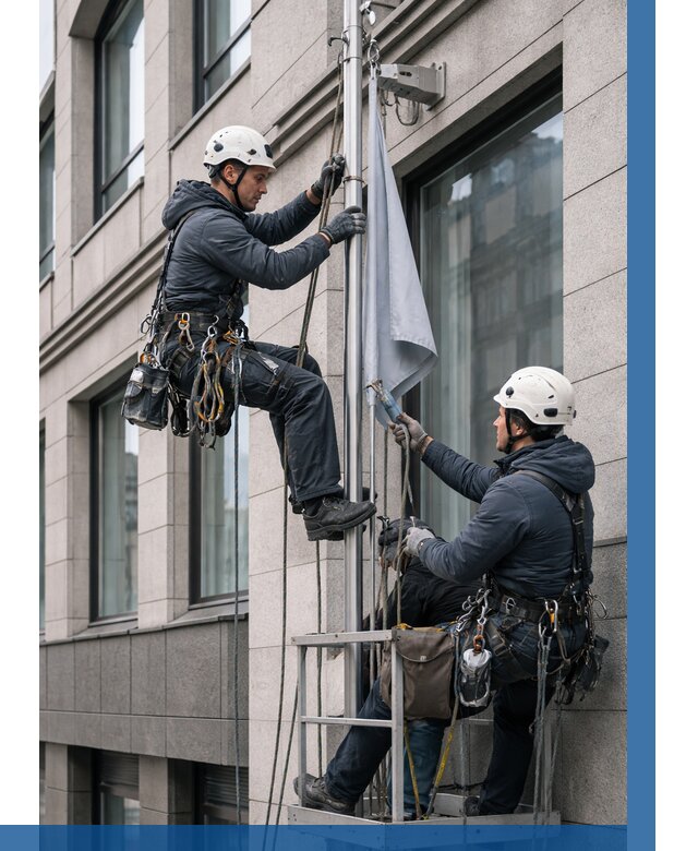 Установка флагов на фасаде в Махачкале от 4660 р. | ВЫСОТНИК-Мхч