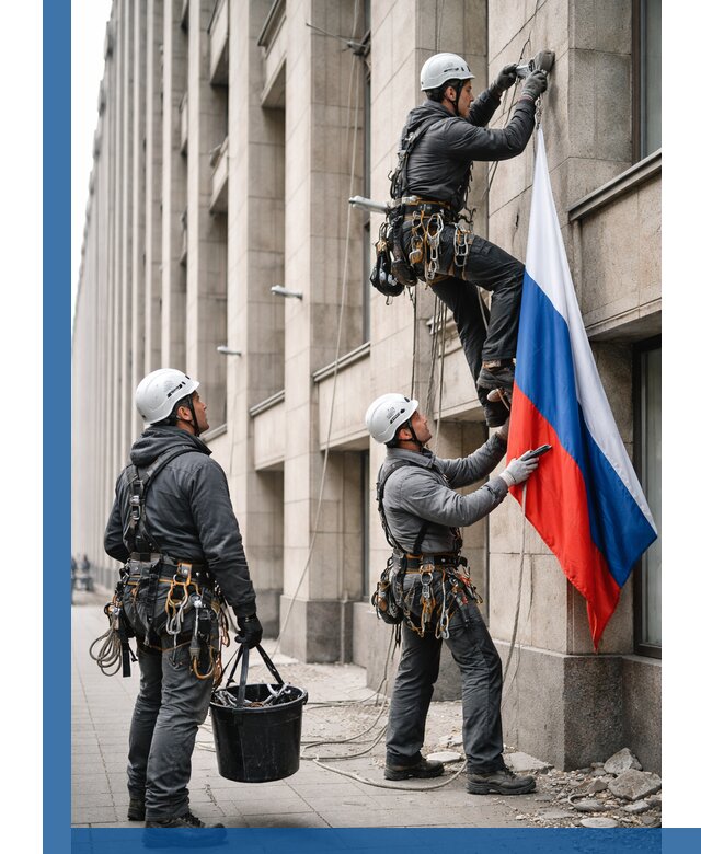 Профессиональная установка флагов на фасаде в Махачкале