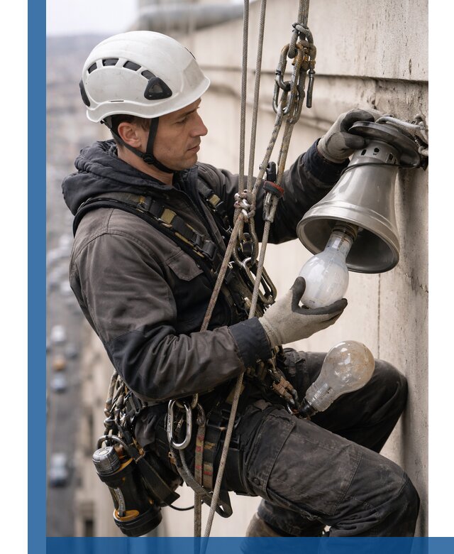 Замена ламп на высоте в Махачкале профессионально и быстро