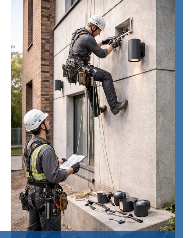 Монтаж фасадного освещения в Махачкале от 2589 р. | ВЫСОТНИК-Мхч