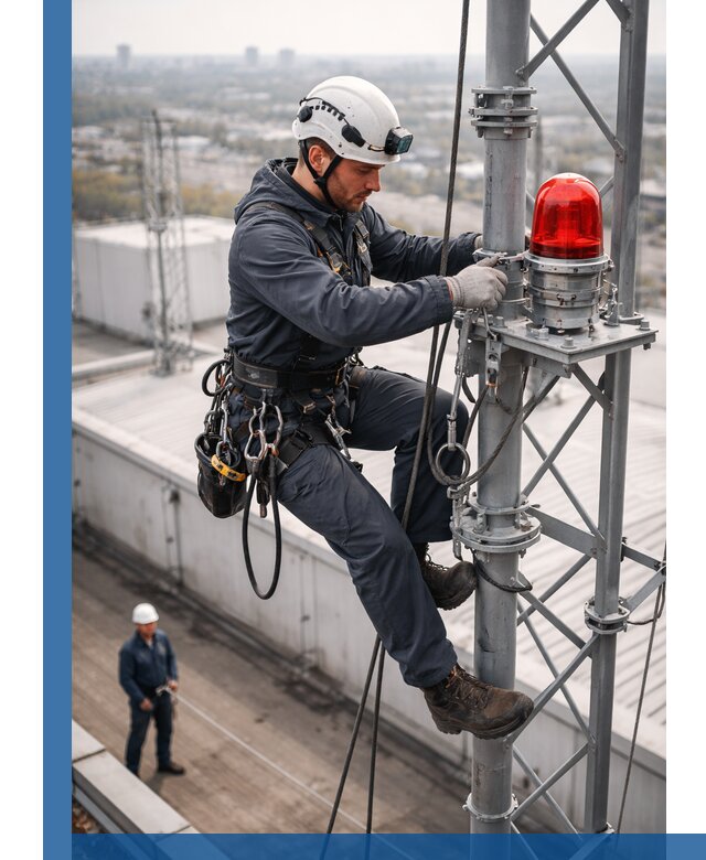 Монтаж заградительных огней и обслуживание объектов в Махачкале