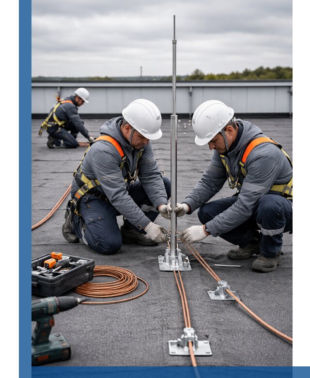 Монтаж молниезащиты на кровле в Махачкале под ключ с гарантией