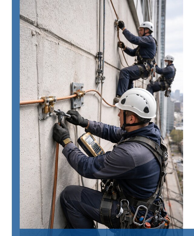 Монтаж системы заземления здания и молниезащиты в Махачкале