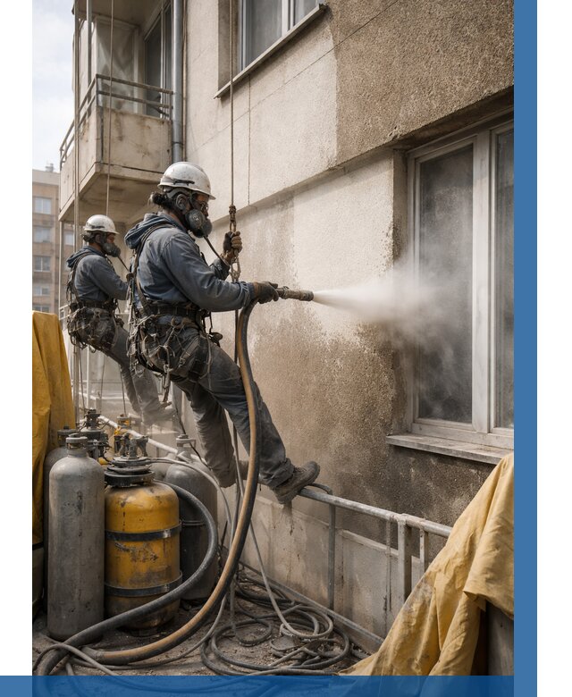 Пескоструйная очистка фасада в Махачкале от 673 р. | ВЫСОТНИК-Мхч