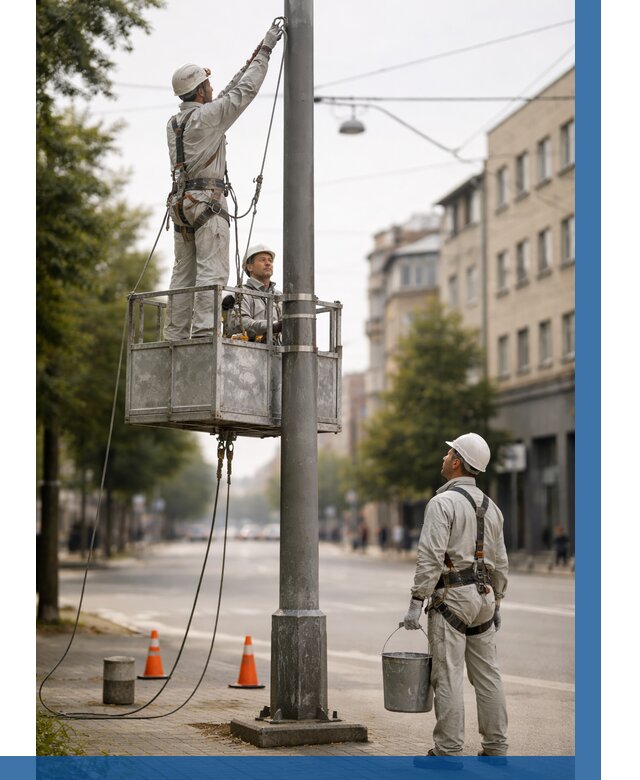 Покраска опор освещения в Махачкале от 5178 р. | ВЫСОТНИК-Мхч
