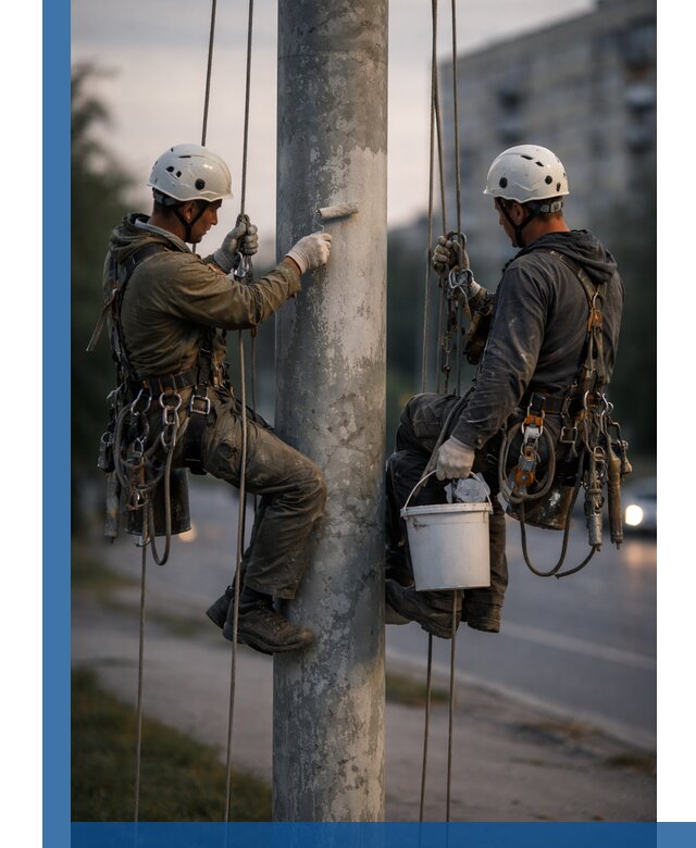 Покраска опор освещения и антикоррозийная защита в Махачкале