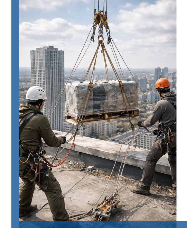 Подъем и монтаж крупногабаритных грузов на крышу в Махачкале