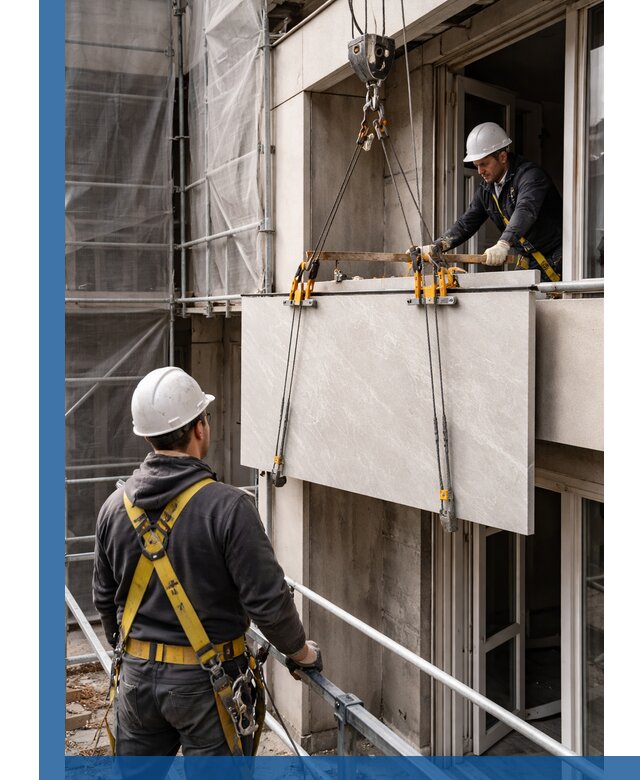 Подъем керамогранита на этаж в Махачкале грузчиками и техникой