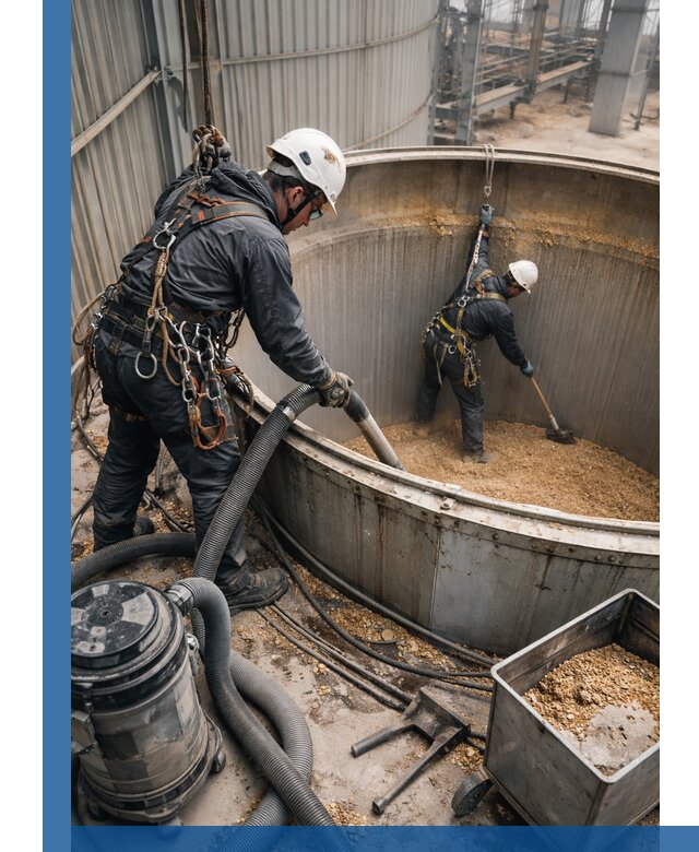 Профессиональная чистка зерновых бункеров в Махачкале с выездом