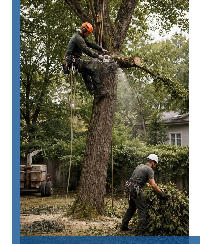 Кронирование деревьев в Махачкале, безопасная высотная обрезка