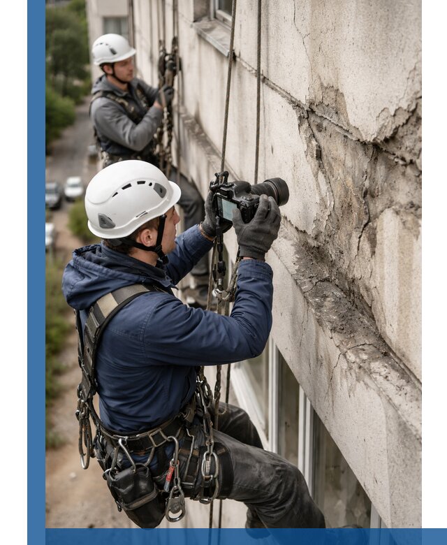 Фотофиксация дефектов фасада с высотной съемкой в Махачкале