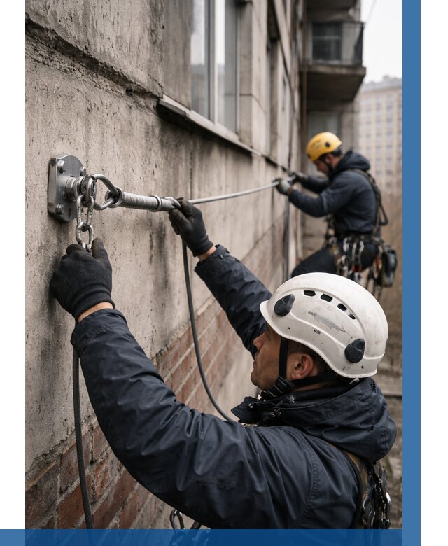 Монтаж анкерных линий в Махачкале от 3107 р. | ВЫСОТНИК-Мхч