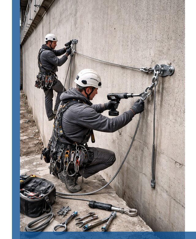 Монтаж анкерных линий высотной безопасности в Махачкале